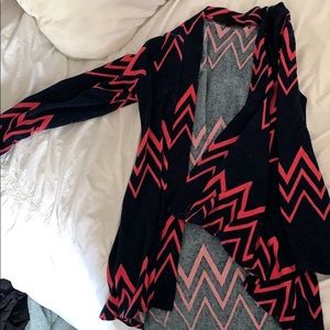 Boutique Navy & Pink Chevron Cardigan